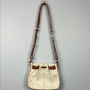Vintage Brahmin pebbled leather cream & cognac crossbody bag
